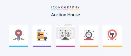 Illustration for Auction Flat 5 Icon Pack Including retro. clock. car. alarm. law. Creative Icons Design - Royalty Free Image