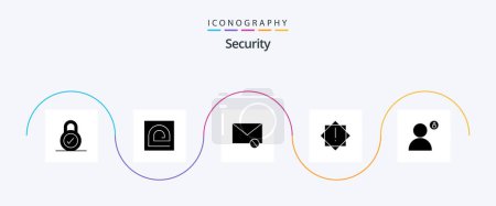 Ilustración de Security Glyph 5 Icon Pack Including padlock. warning. envelope. virus. spam - Imagen libre de derechos