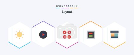Illustration for Layout 25 Flat icon pack including site. design. ui. two. layout - Royalty Free Image