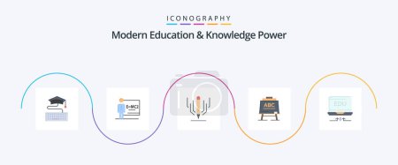 Illustration for Modern Education And Knowledge Power Flat 5 Icon Pack Including hardware. board. digital art . abc. learining - Royalty Free Image