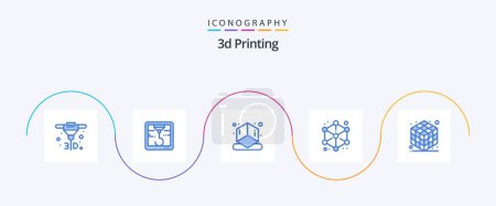 Illustration for 3d Printing Blue 5 Icon Pack Including gadget. 3d. printing. shape. cube - Royalty Free Image