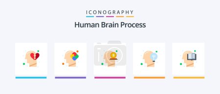 Illustration for Human Brain Process Flat 5 Icon Pack Including mind. human. dollar. head. money. Creative Icons Design - Royalty Free Image