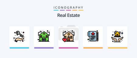 Illustration for Real Estate Line Filled 5 Icon Pack Including blueprint. real. growing. estate. wealth. Creative Icons Design - Royalty Free Image