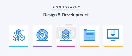 Illustration for Design and Development Blue 5 Icon Pack Including web design. tabs. sticker. tab. layers. Creative Icons Design - Royalty Free Image