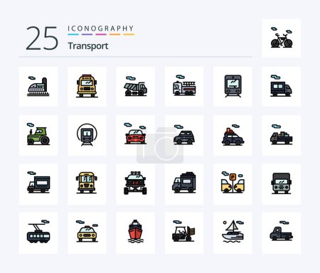 Illustration for Transport 25 Line Filled icon pack including tractor. truck. transport. transport. travel - Royalty Free Image
