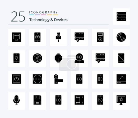 Ilustración de Devices 25 Solid Glyph icon pack including technology. ipod. cable. electronics. devices - Imagen libre de derechos