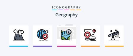 Illustration for Geo Graphy Line Filled 5 Icon Pack Including target. map. astronomy. travel. direction. Creative Icons Design - Royalty Free Image