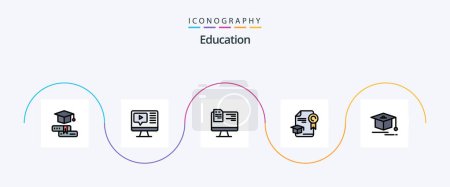 Illustration for Education Line Filled Flat 5 Icon Pack Including education. award. computer. graduation. cap - Royalty Free Image