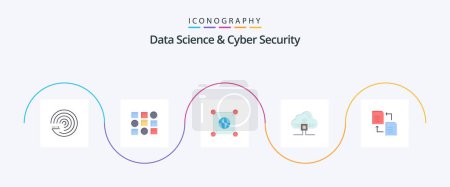 Illustration for Data Science And Cyber Security Flat 5 Icon Pack Including file. scince. globe. cloud. based - Royalty Free Image