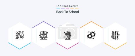 Illustration for Back To School 25 Line icon pack including star. morning. classroom. shine. speech - Royalty Free Image