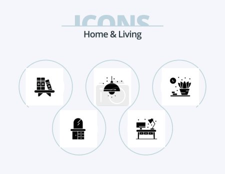 Illustration for Home And Living Glyph Icon Pack 5 Icon Design. shelf. home. living. light. living - Royalty Free Image