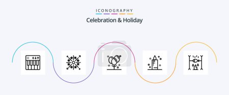 Téléchargez les illustrations : Celebration and Holiday Line 5 Icon Pack Including holiday. candle. holiday. party. decoration - en licence libre de droit
