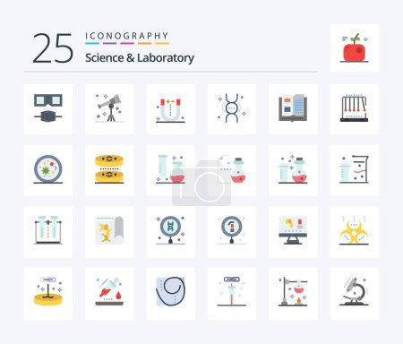Illustration for Science 25 Flat Color icon pack including knowledge. book. magnet. life. genetics - Royalty Free Image