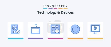 Illustration for Devices Blue 5 Icon Pack Including power. electronics. cooking. devices. products. Creative Icons Design - Royalty Free Image