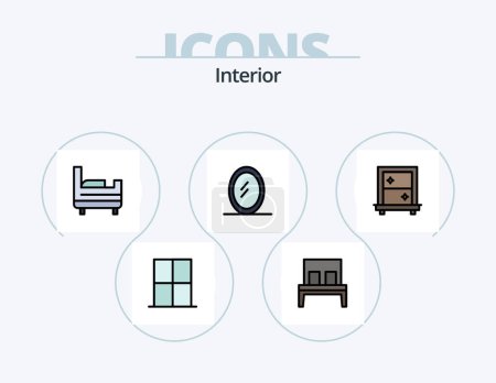 Illustration for Interior Line Filled Icon Pack 5 Icon Design. office. furniture. interior. desk. interior - Royalty Free Image