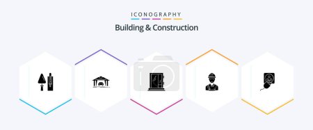 Illustration for Building And Construction 25 Glyph icon pack including construction. building. construction. worker. construction - Royalty Free Image