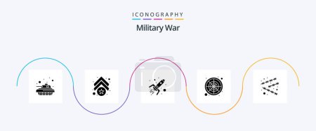 Illustration for Military War Glyph 5 Icon Pack Including danger. war. atomic. solider. military - Royalty Free Image