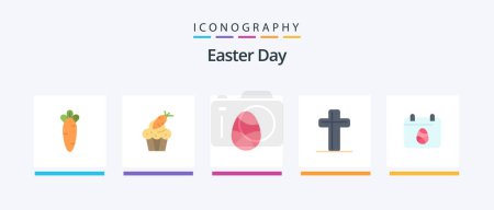 Téléchargez les illustrations : Easter Flat 5 Icon Pack Including easter. christian. carrot. celebration. egg. Creative Icons Design - en licence libre de droit