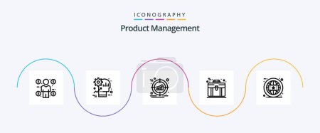 Ilustración de Product Management Line 5 Icon Pack Including case. bag. productivity. business. product - Imagen libre de derechos