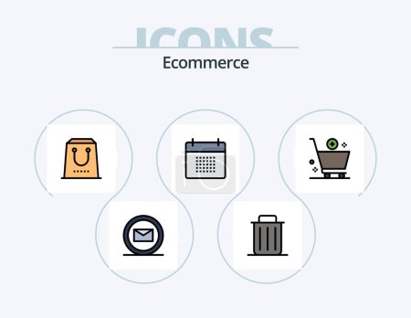 Ilustración de Línea de comercio electrónico llenado Icon Pack 5 Icon Design. Compra. Ropa. descuento. almacén. almacenamiento - Imagen libre de derechos