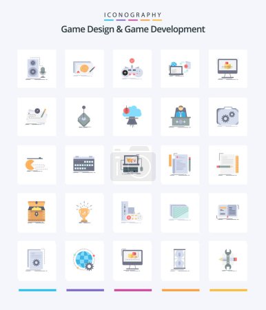 Illustration for Creative Game Design And Game Development 25 Flat icon pack  Such As game. disc. complete. gaming. game - Royalty Free Image