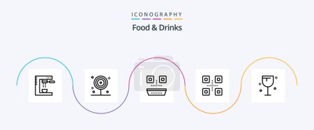 Illustration for Food and Drinks Line 5 Icon Pack Including . glass. lollipop. food. japanese food - Royalty Free Image