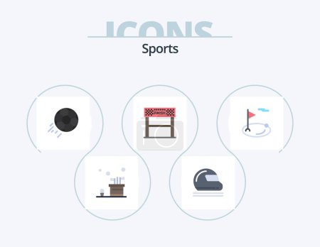 Téléchargez les illustrations : Sport Flat Icon Pack 5 Icône Design. ligne. le sport. sécurité. coup de pied. football - en licence libre de droit