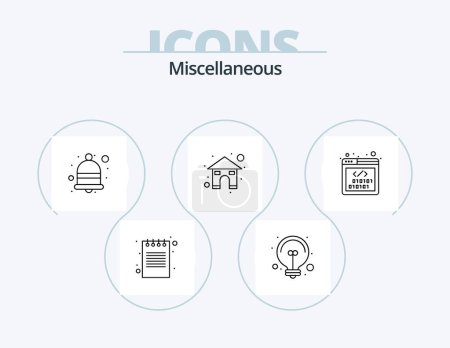 Illustration for Miscellaneous Line Icon Pack 5 Icon Design. chart. bookmark. menu. apps - Royalty Free Image