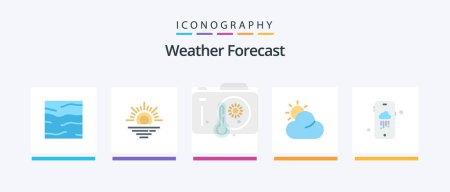 Téléchargez les illustrations : Weather Flat 5 Icon Pack Including . rainy. hot. weather. weather. Creative Icons Design - en licence libre de droit