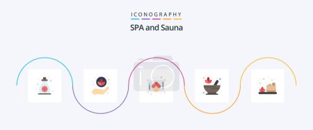 Illustration for Sauna Flat 5 Icon Pack Including . cleaning. towel. bath. rx - Royalty Free Image