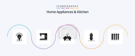 Ilustración de Electrodomésticos y cocina Glyph 5 Icon Pack Incluyendo el hogar. xbox. A casa. Vídeo. juego - Imagen libre de derechos