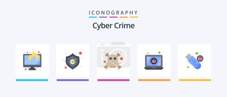 Illustration for Cyber Crime Flat 5 Icon Pack Including usb. malware. death. drive. laptop. Creative Icons Design - Royalty Free Image