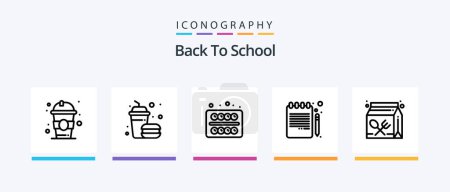 Illustration for Back To School Line 5 Icon Pack Including drink. notebook. clip. education. back to school. Creative Icons Design - Royalty Free Image