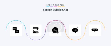 Illustration for Chat Glyph 5 Icon Pack Including comment. bubble. less. pencile. note - Royalty Free Image