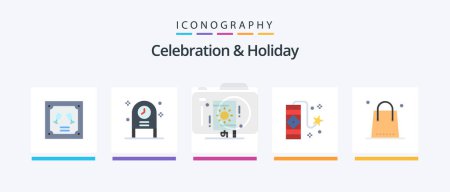 Illustration for Celebration and Holiday Flat 5 Icon Pack Including christmas. firework. celebration. firecracker. carnival. Creative Icons Design - Royalty Free Image