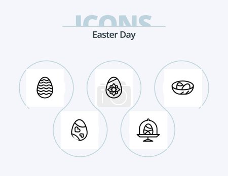 Ilustración de Easter Line Icon Pack 5 Icon Design. decoration. easter. animal. bottle. wine - Imagen libre de derechos