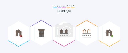 Illustration for Buildings 25 Flat icon pack including estate. buildings. property. residences. housing - Royalty Free Image