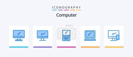 Illustration for Computer Blue 5 Icon Pack Including . imac. mobile. device. Creative Icons Design - Royalty Free Image