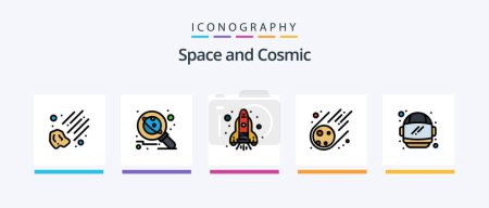 Téléchargez les illustrations : Space Line Filled 5 Icon Pack Including . star. moon. space. space. Creative Icons Design - en licence libre de droit