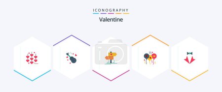 Illustration for Valentine 25 Flat icon pack including heart. dierection. song. love. valentines - Royalty Free Image