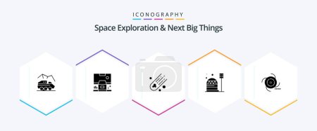 Illustration for Space Exploration And Next Big Things 25 Glyph icon pack including habitation. construction. panel. colony. space - Royalty Free Image