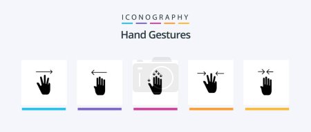 Téléchargez les illustrations : Hand Gestures Glyph 5 Icon Pack Including four finger. three fingers. gesture. mobile. gestures. Creative Icons Design - en licence libre de droit