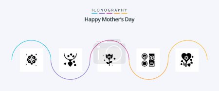 Téléchargez les illustrations : Happy Mothers Day Glyph 5 Icon Pack Including make . beauty . mother. make up . rose - en licence libre de droit