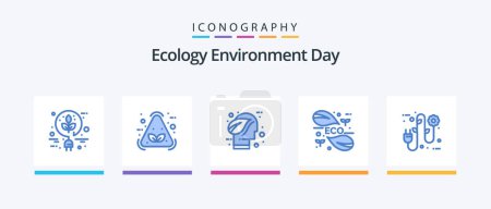 Téléchargez les illustrations : Ecology Blue 5 Icon Pack Including science. green. eco. energy. think. Creative Icons Design - en licence libre de droit