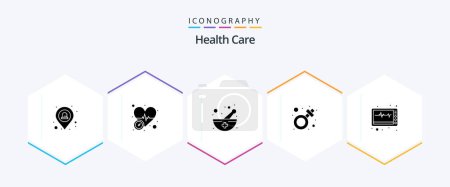 Ilustración de Health Care 25 Paquete de iconos de glifos que incluye equipo médico. mespital. símbolo. hembra - Imagen libre de derechos