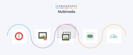 Ilustración de Paquete de iconos Multimedia Flat 5 incluido. control. velocidad - Imagen libre de derechos