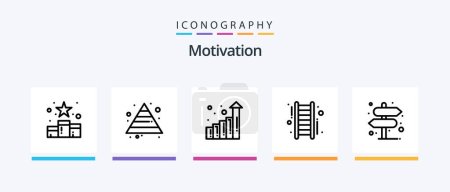 Illustration for Motivation Line 5 Icon Pack Including emoticons. adoration. grow. great idea. excellent idea. Creative Icons Design - Royalty Free Image