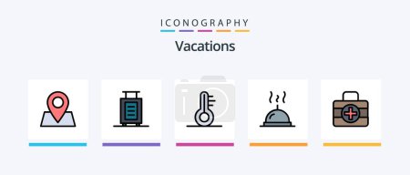 Ilustración de Línea de vacaciones llena paquete de 5 iconos, incluida la leva. cámara. velocidad. Diseño de iconos creativos - Imagen libre de derechos