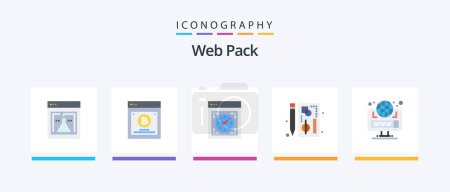 Téléchargez les illustrations : Pack Web Pack 5 Icônes Plat Y compris web. graphique. ordinateur. graphique. web. Icônes créatives Design - en licence libre de droit