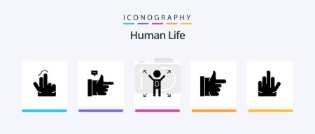 Téléchargez les illustrations : Human Glyph 5 Icon Pack Including . stop. man. hand. thumbs up. Creative Icons Design - en licence libre de droit